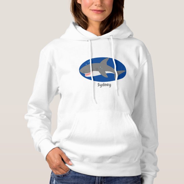 Camiseta Excelente de desenho animado branco de tubarão fel (Frente)