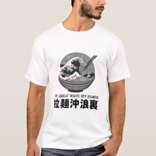 Camiseta Excelente do Japão Ramen Wave Ukiyoe Black