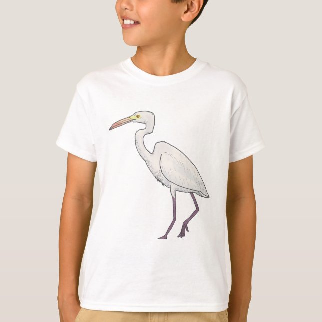 Camiseta Excelente Egret Pássaro Arte (Frente)