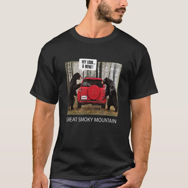Camiseta Excelente Enfumaçado Ursos De Montanha Ei Olhem Um (Frente)