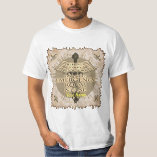 Camiseta Excelente ER Enfermeira Caduceus nome personalizad