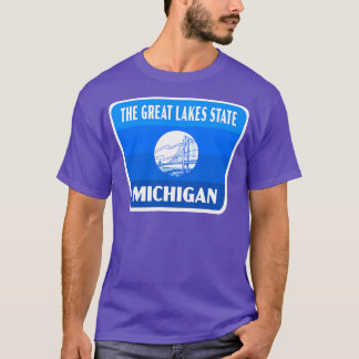 Camiseta Excelente Lagos State Michigan Retro Crachá Blue