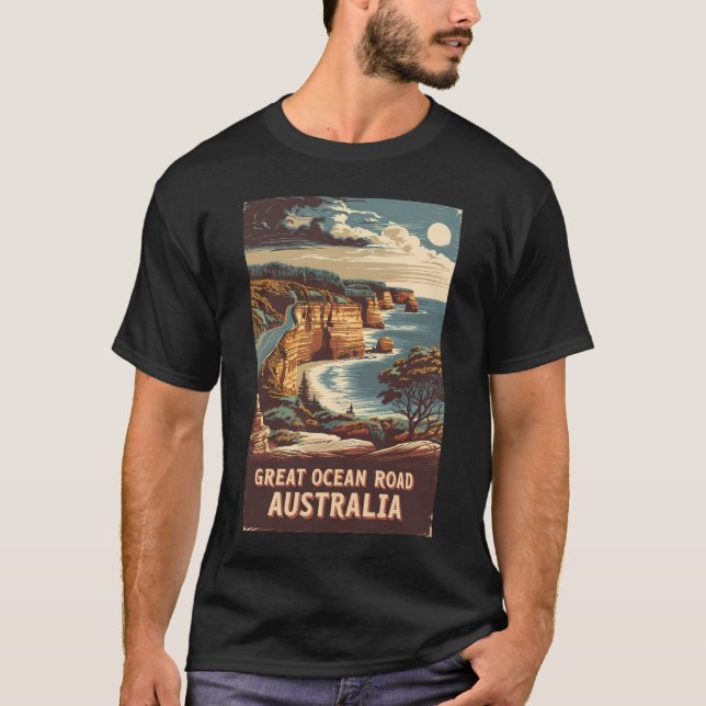 Camiseta Excelente Ocean Road Austrália Ilustração Viagem A (Frente)
