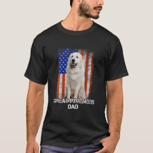 Camiseta Excelente Pirenéus Cachorro Pai Dia Pai Bandeira 