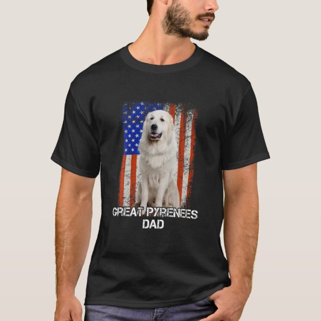 Camiseta Excelente Pirenéus Cachorro Pai Dia Pai Bandeira A (Frente)