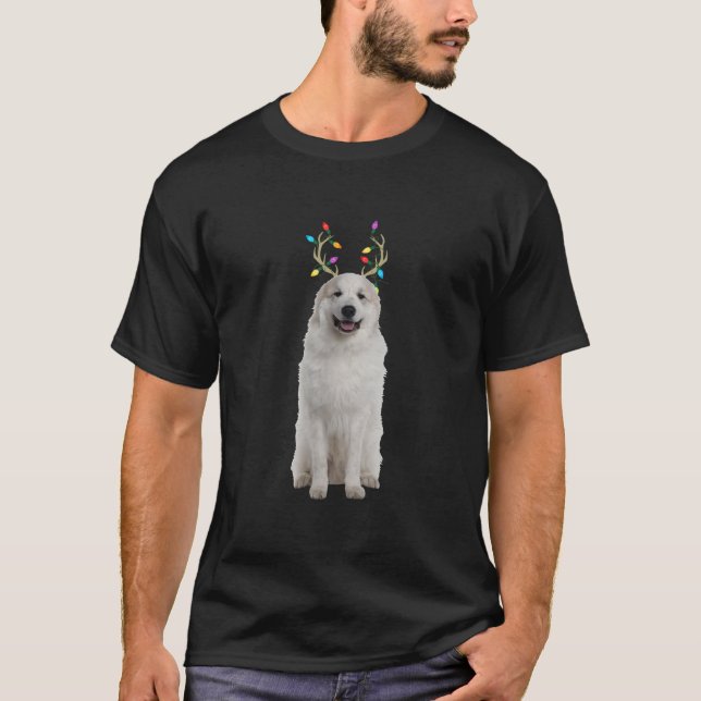 Camiseta Excelente Pirenéus Reindeer Cão de Natal (Frente)