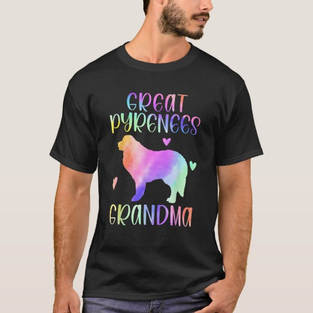 Camiseta Excelente Pirenéus Vovó PYR Cão Nana Rainbow Water (Frente)