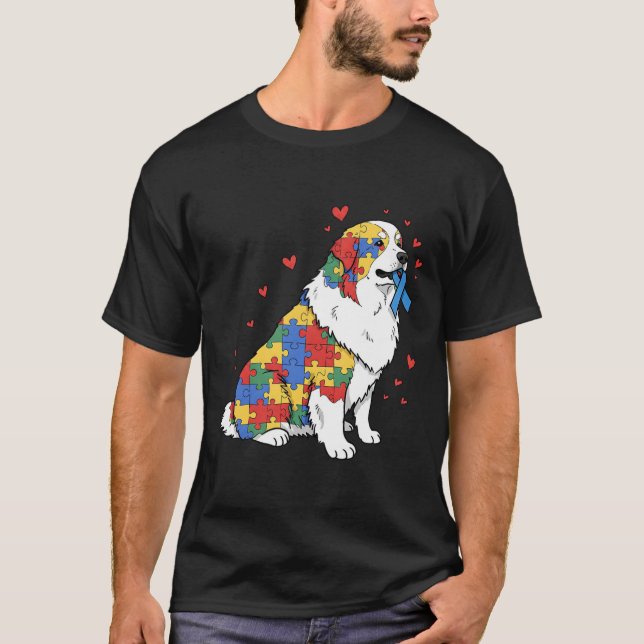 Camiseta Excelente Quebra-cabeça de Pirenéus de Autismo Aut (Frente)