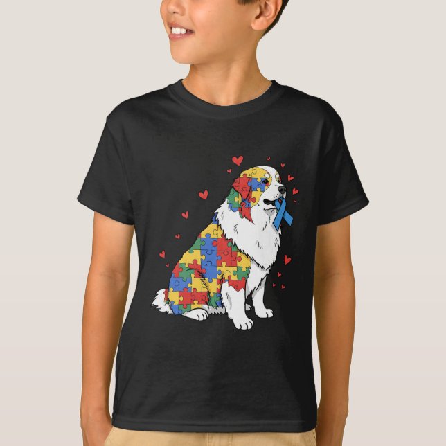 Camiseta Excelente Quebra-cabeça de Pirenéus de Autismo Aut (Frente)