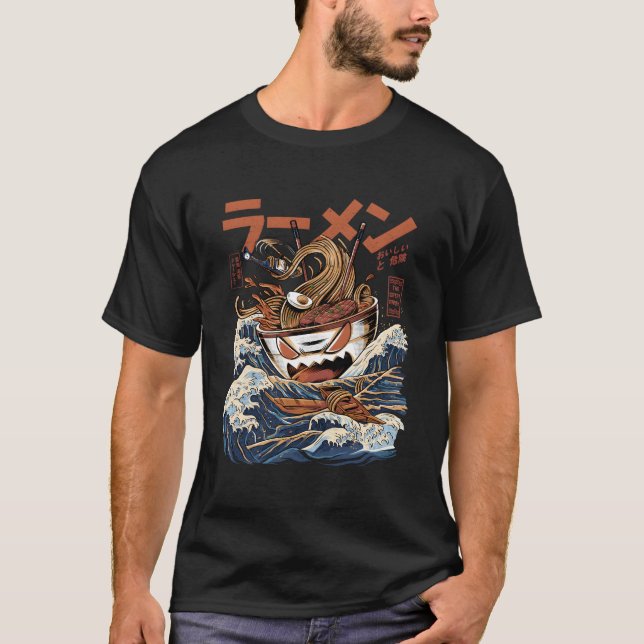 Camiseta Excelente Ramen Da Comida Japonesa Kanagawa Kaiju  (Frente)