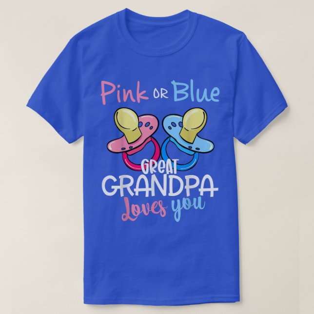Camiseta Excelente Rosa Ou Azul Vovô Ama Sua Revelação De G (Frente do Design)