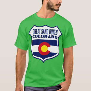 Camiseta Excelente Sand Dunes Colorado Retro Flag Shield Wh