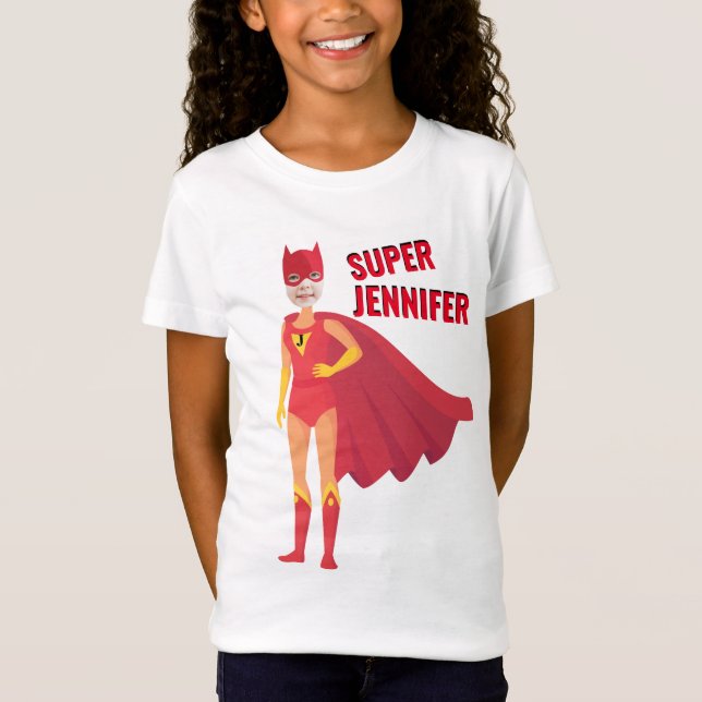 Camiseta Excelente Super-Herói Rapariga Aniversário Dotada  (Frente)