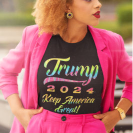 Camiseta Excelente Trump 2024 Rainbow Tie Dye Keep America