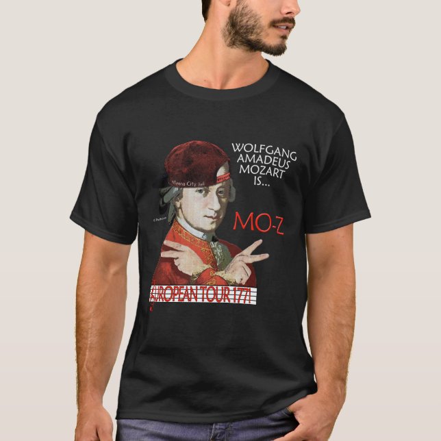 Camiseta Excursão européia de Mozart parte dianteira escura (Frente)