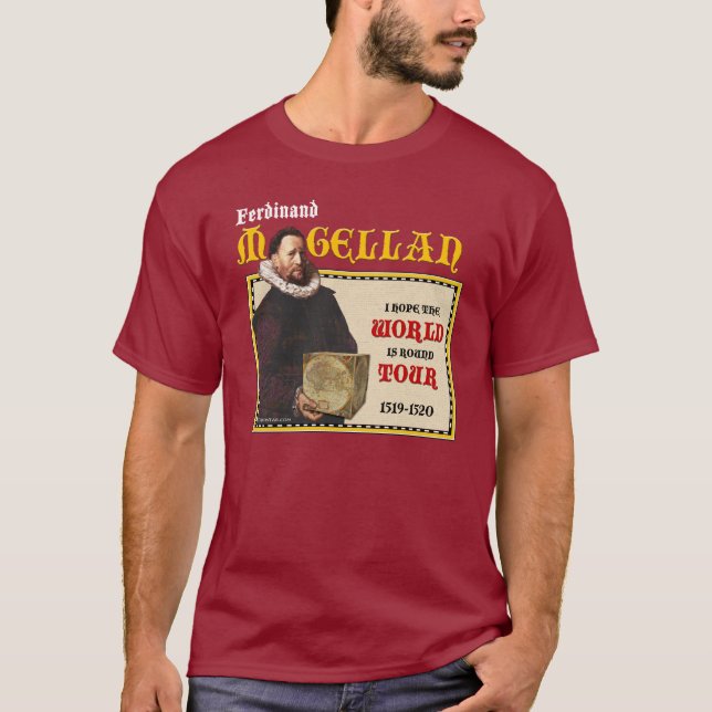 Camiseta Excursão redonda do mundo de Magellan 1519 (a (Frente)