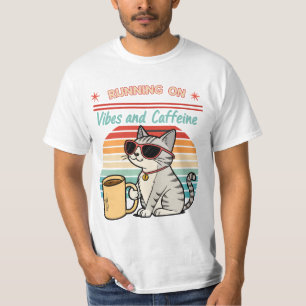 Camiseta Executando em Vibes & Caffeine - Legal Cat Retro
