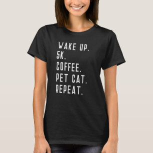 Camiseta Executante de Repetição de Gato de Pet de Café de
