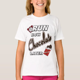 Camiseta Executar Agora Chocolate Mais Tarde Esporte-Tek SS