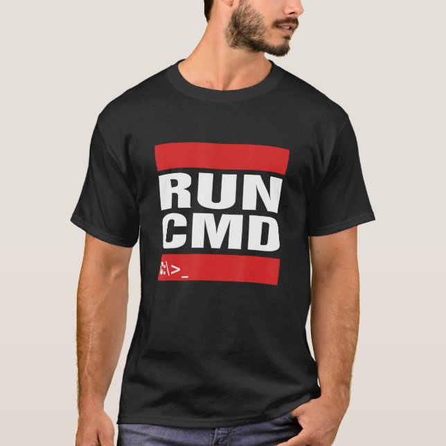 Camiseta Executar CMD Computer Programming Coder Tech Geeky (Frente)