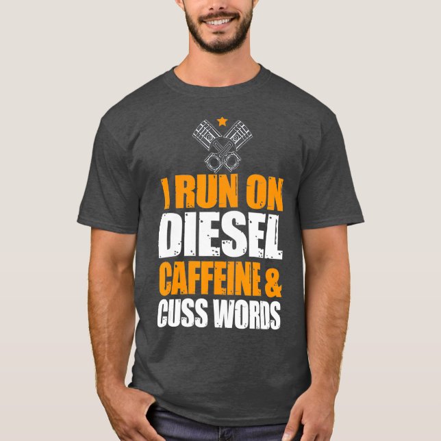 Camiseta Executar em Cafeína Diesel Palavras Cusp Urbo Dies (Frente)