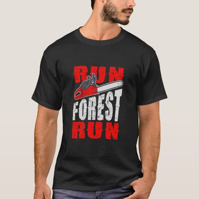 Camiseta Executar Floresta Executar Lumberjack, Citar Engra (Frente)