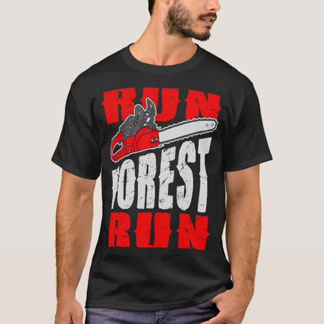Camiseta Executar Floresta Executar Lumberman Lumberjack Lo (Frente)