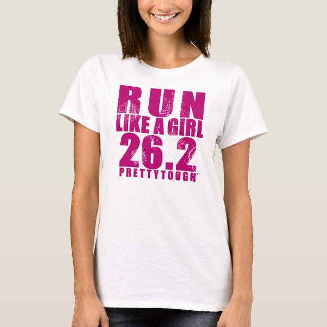 Camiseta Executar LIke como uma garota 26.2 Bonito (Frente)