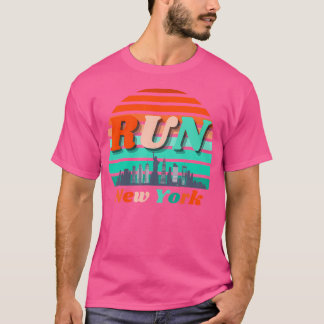 Camiseta Executar Nova York Sunrise City Silhouette Corre