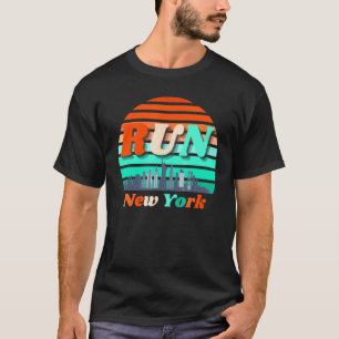 Camiseta Executar Nova York Sunrise City Silhouette Corre