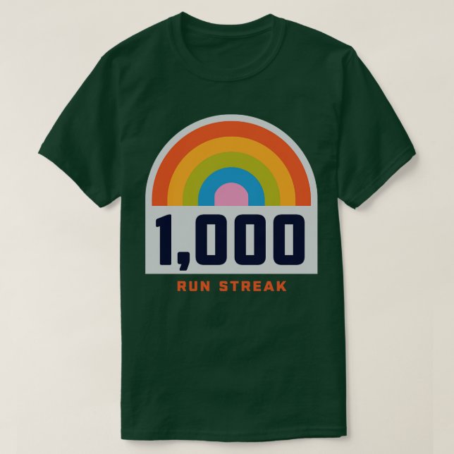 Camiseta Executar Streak Run Streaker 1.000 dias de Comma e (Frente do Design)