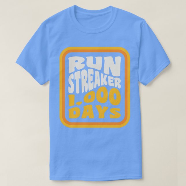 Camiseta Executar Streak Run Streaker 1.000 dias de Comma e (Frente do Design)