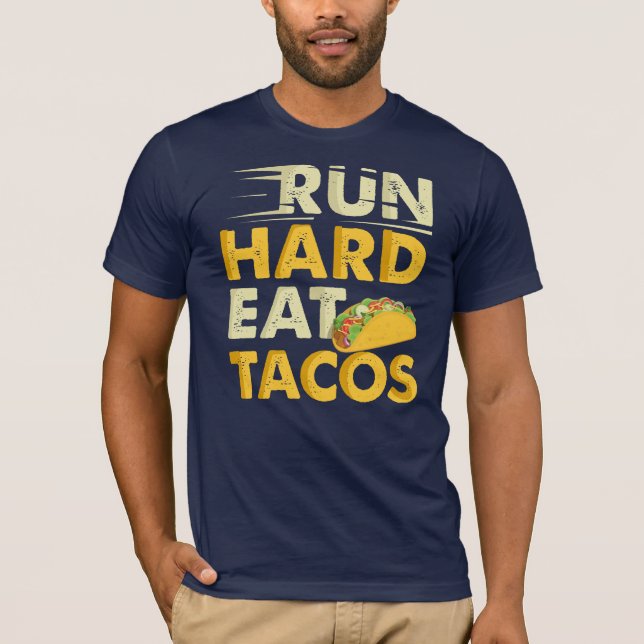 Camiseta Executar Tacos de Comida de Duro (Frente)