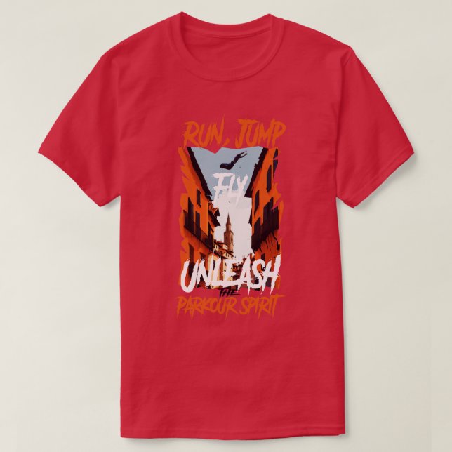 Camiseta Executar Voo Salto Libere o Espírito do Parkour (Frente do Design)