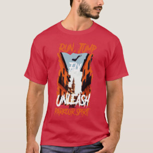 Camiseta Executar Voo Salto Libere o Espírito do Parkour