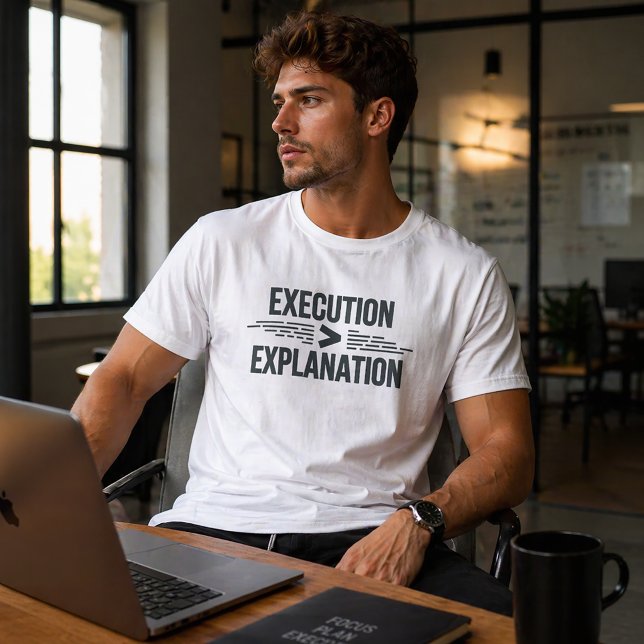 Camiseta Execution Greater Than Explanation Founder Mindset (Criador carregado)