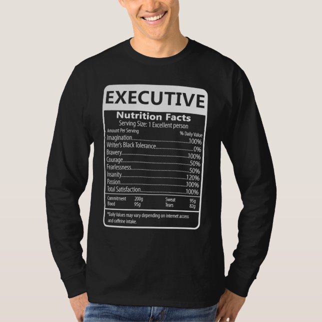 Camiseta Executive Nutrition Facts Sarcastic Graphic (Frente)