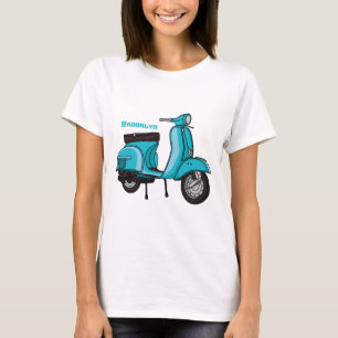 Camiseta Exemplo de desenho animado de motocicleta em forma