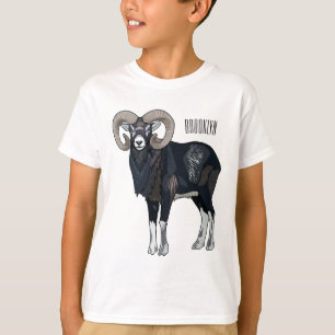 Camiseta Exemplo de desenho animado de ovelhas Mouflon