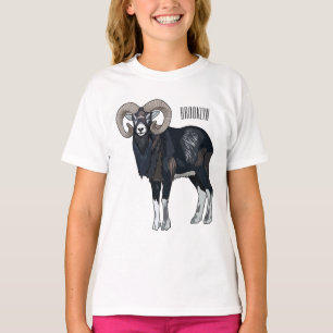 Camiseta Exemplo de desenho animado de ovelhas Mouflon