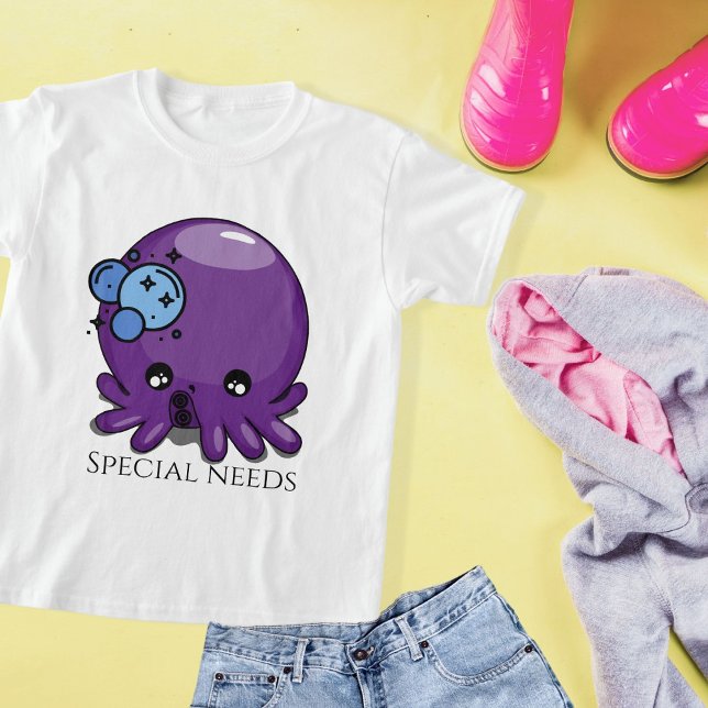 Camiseta Exemplo de polvo kawaii roxo com necessidades espe (Criador carregado)