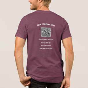 Camiseta Exemplo de texto personalizado e código QR do logo