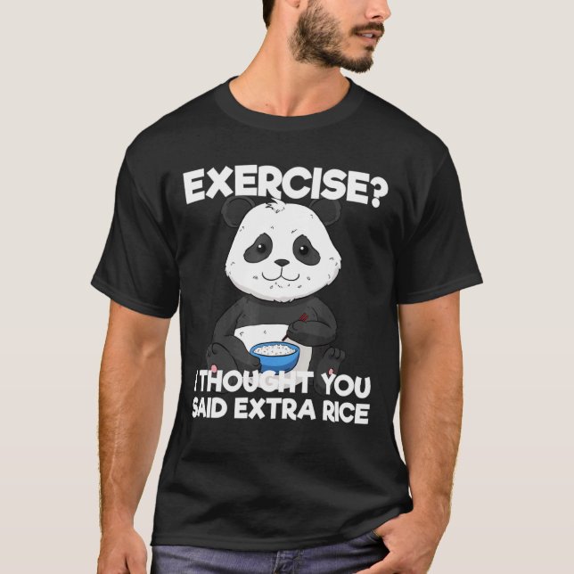 Camiseta Exercício de Arroz Extra Panda Treinando Pun Ppreg (Frente)