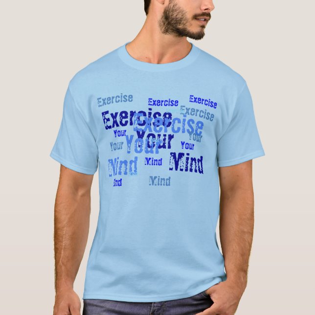Camiseta Exercite sua mente - azul (Frente)