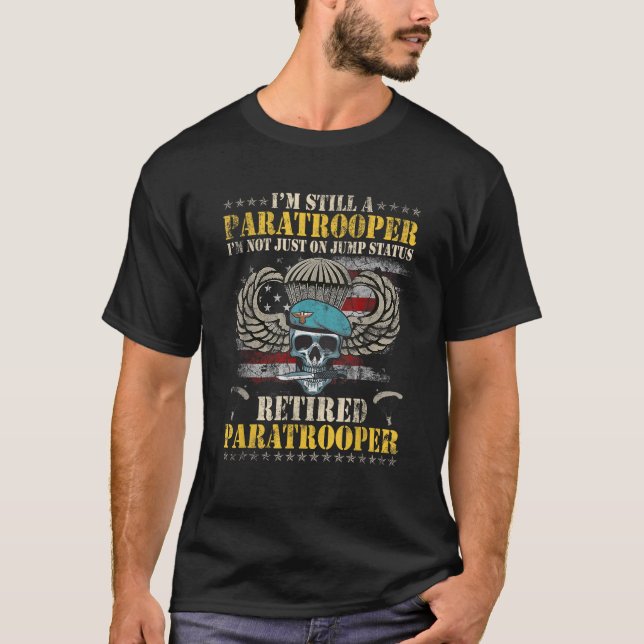 Camiseta Exército Americano de Paratrooper Veteran EUA Flag (Frente)