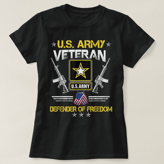 Camiseta Exército Americano Orgulhoso Veterano do Exército  (Frente do Design)