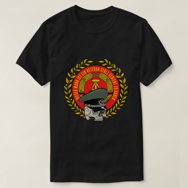 Camiseta Exército DDR da NVA Orgulhoso Veterano (Frente do Design)