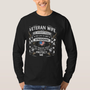 Camiseta Exército de Esposa Veterana Soldado Marido Dizendo