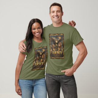 Camiseta "EXÉRCITO" Gráfico Com Águia e Bandeira