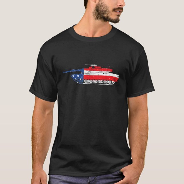 Camiseta Exército M1 Abrams Tanque 4 De Julho, Bandeira Ame (Frente)
